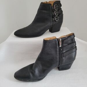 Franco Sarto Black Leather Ankle Boots 9M